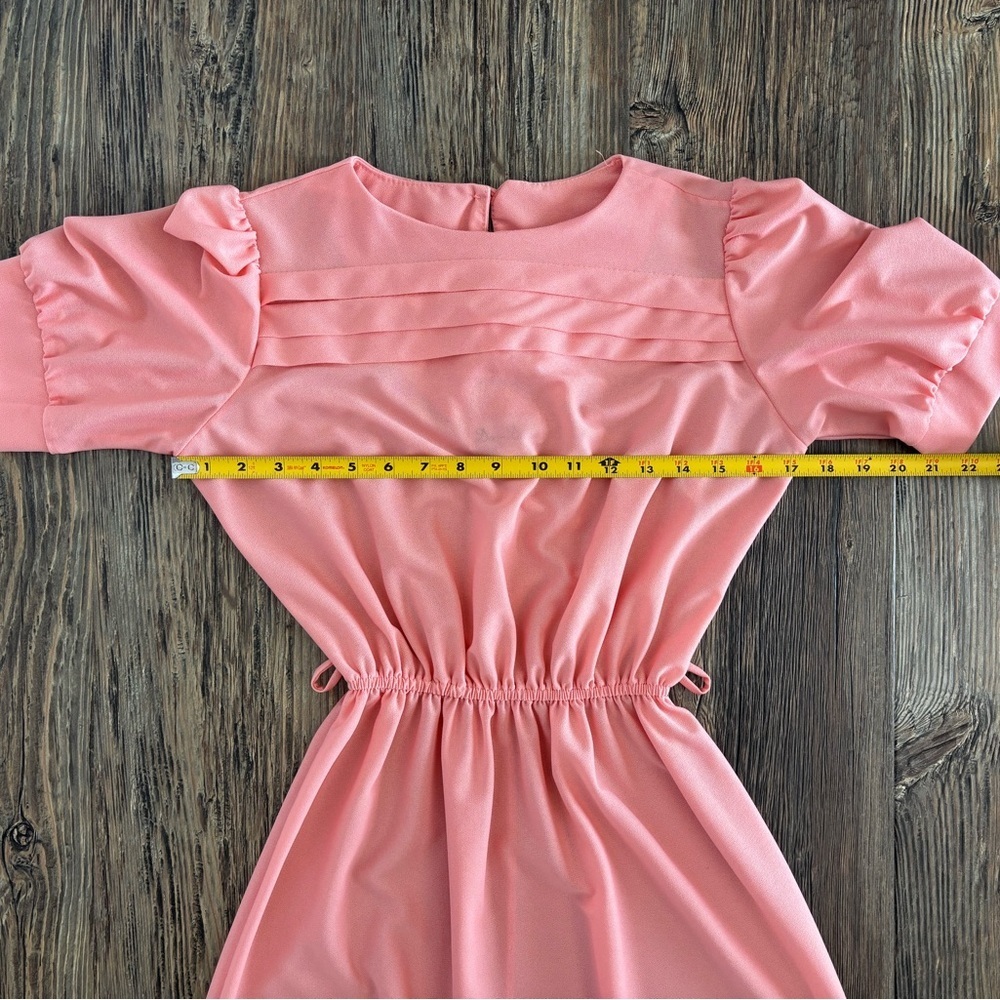 Vtg Doo-Dads Secretary Dress Size 7/8 Peach Semi-Sheer Elastic Waist w/Belt USA - Picture 7 of 13